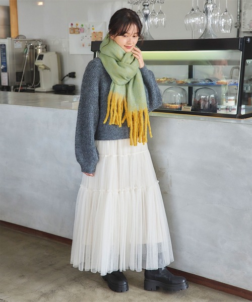 titivate（ティティベイト）の「メランジボリュームマフラー/ストール（マフラー・レディース・イエロー/グリーン/ミント/ブルー・FREE）」の9枚目の写真