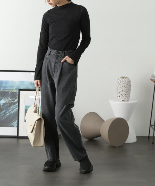 FREE'S MART（フリーズマート）の「◆シアーレースハイネックカットソー（Tシャツ/カットソー・レディース・ブラック/ホワイト・FREE）」の5枚目の写真