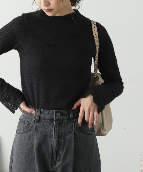 FREE'S MART（フリーズマート）の「◆シアーレースハイネックカットソー（Tシャツ/カットソー・レディース・ブラック/ホワイト・FREE）」の9枚目の写真