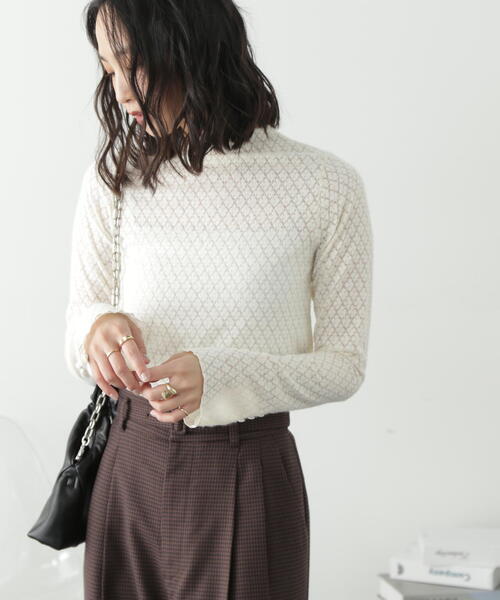 FREE'S MART（フリーズマート）の「◆シアーレースハイネックカットソー（Tシャツ/カットソー・レディース・ブラック/ホワイト・FREE）」の13枚目の写真