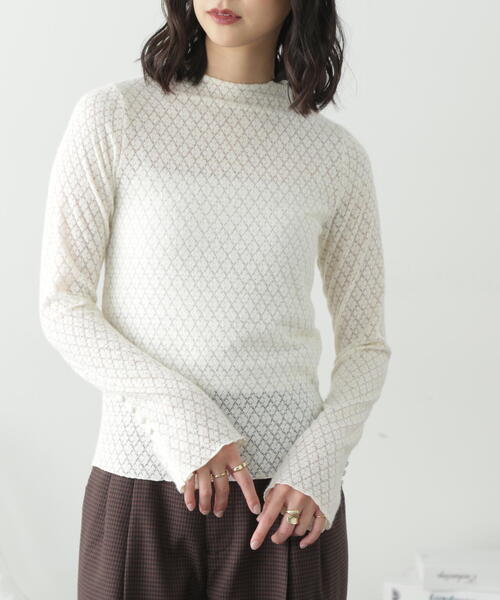 FREE'S MART（フリーズマート）の「◆シアーレースハイネックカットソー（Tシャツ/カットソー・レディース・ブラック/ホワイト・FREE）」の19枚目の写真