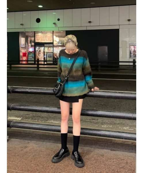LAGUA GEM(ラグアジェム)の「BORDER MINGLE ニット(ニット/セーター・レディース・ブルー/ピンク・FREE)」の16枚目の写真