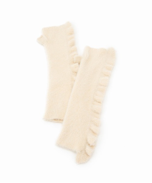 Casselini（キャセリーニ）の「Casselini(キャセリーニ)フリルシャギーアームウォーマー（手袋・レディース・オフホワイト/ブルー/ブラック・FREE）」の8枚目の写真