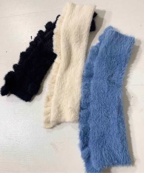 Casselini（キャセリーニ）の「Casselini(キャセリーニ)フリルシャギーアームウォーマー（手袋・レディース・オフホワイト/ブルー/ブラック・FREE）」の18枚目の写真