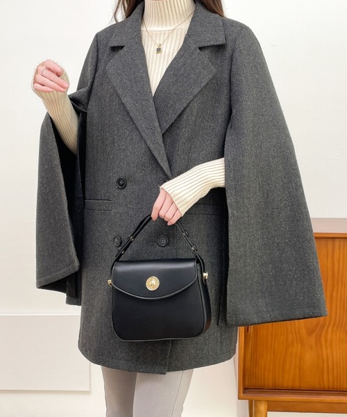 ABITOKYO（アビトーキョー）の「袖スリットビックシルエットテーラードジャケット（テーラードジャケット・レディース・ブラック/ブラック系その他/ブラウン系その他/ベージュ系その他/ブラウン系その他2・M/L）」の3枚目の写真