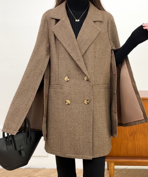 ABITOKYO（アビトーキョー）の「袖スリットビックシルエットテーラードジャケット（テーラードジャケット・レディース・ブラック/ブラック系その他/ブラウン系その他/ベージュ系その他/ブラウン系その他2・M/L）」の4枚目の写真