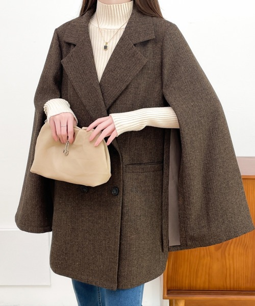 ABITOKYO（アビトーキョー）の「袖スリットビックシルエットテーラードジャケット（テーラードジャケット・レディース・ブラック/ブラック系その他/ブラウン系その他/ベージュ系その他/ブラウン系その他2・M/L）」の7枚目の写真