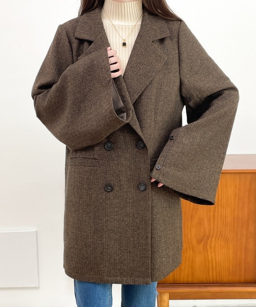 ABITOKYO（アビトーキョー）の「袖スリットビックシルエットテーラードジャケット（テーラードジャケット・レディース・ブラック/ブラック系その他/ブラウン系その他/ベージュ系その他/ブラウン系その他2・M/L）」の20枚目の写真