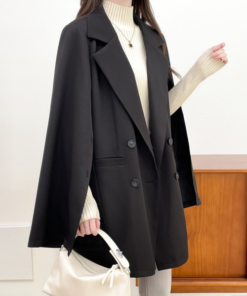 ABITOKYO（アビトーキョー）の「袖スリットビックシルエットテーラードジャケット（テーラードジャケット・レディース・ブラック/ブラック系その他/ブラウン系その他/ベージュ系その他/ブラウン系その他2・M/L）」の11枚目の写真