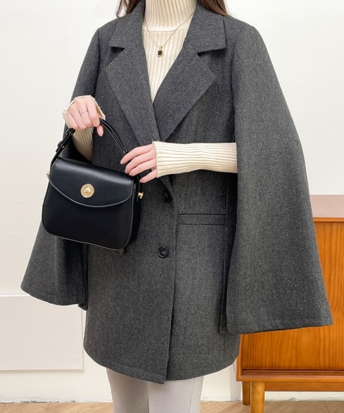 ABITOKYO（アビトーキョー）の「袖スリットビックシルエットテーラードジャケット（テーラードジャケット・レディース・ブラック/ブラック系その他/ブラウン系その他/ベージュ系その他/ブラウン系その他2・M/L）」の12枚目の写真