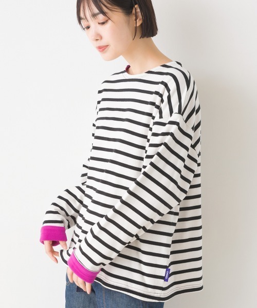 OMNES(オムネス)の「裏フリースあったか長袖Tシャツ(Tシャツ/カットソー・レディース・ベージュ/ホワイト/ホワイト×ブラック/ブラック/グレー系その他/グレー×ホワイト・MEDIUM/LARGE)」の8枚目の写真