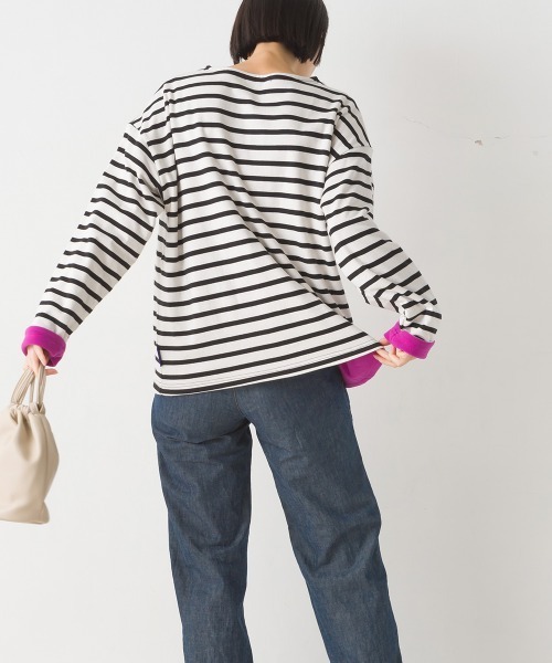 OMNES(オムネス)の「裏フリースあったか長袖Tシャツ(Tシャツ/カットソー・レディース・ベージュ/ホワイト/ホワイト×ブラック/ブラック/グレー系その他/グレー×ホワイト・MEDIUM/LARGE)」の9枚目の写真