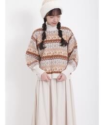 Samansa Mos2 | 【マシンウォッシャブル】前後着ジャカードニット(ニット/セーター)