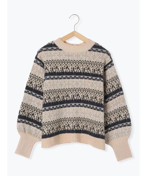 Samansa Mos2（サマンサ モスモス）の「【マシンウォッシャブル】前後着ジャカードニット（ニット/セーター・レディース・チャコールグレー/オフホワイト/ベージュ・F）」の6枚目の写真