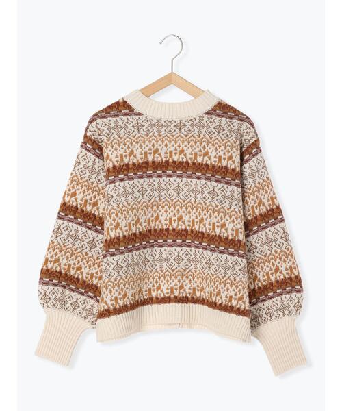 Samansa Mos2（サマンサ モスモス）の「【マシンウォッシャブル】前後着ジャカードニット（ニット/セーター・レディース・チャコールグレー/オフホワイト/ベージュ・F）」の7枚目の写真