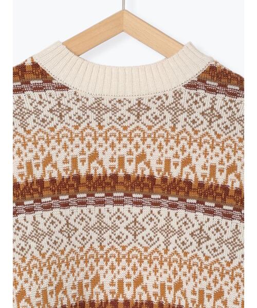 Samansa Mos2（サマンサ モスモス）の「【マシンウォッシャブル】前後着ジャカードニット（ニット/セーター・レディース・チャコールグレー/オフホワイト/ベージュ・F）」の9枚目の写真