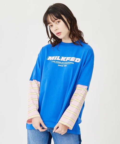 セール】STRIPED SLEEVE TOP（Tシャツ/カットソー）｜MILKFED