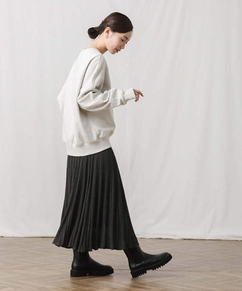 Gready Brilliant（グレディブリリアン）の「ラメニットプリーツフレアスカート（スカート・レディース・ベージュ/チャコールグレー・38）」の4枚目の写真