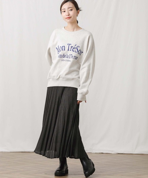 Gready Brilliant（グレディブリリアン）の「ラメニットプリーツフレアスカート（スカート・レディース・ベージュ/チャコールグレー・38）」の6枚目の写真