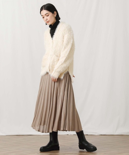 Gready Brilliant（グレディブリリアン）の「ラメニットプリーツフレアスカート（スカート・レディース・ベージュ/チャコールグレー・38）」の14枚目の写真