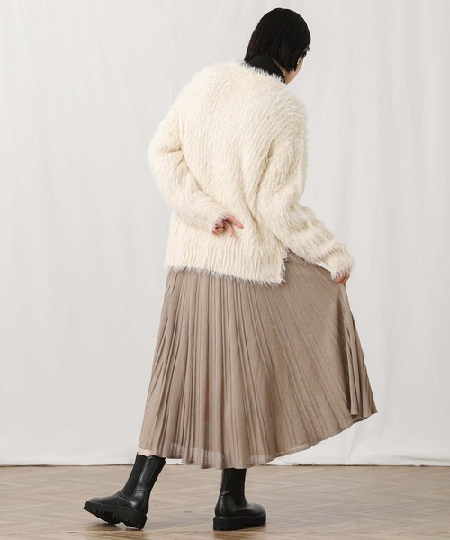 Gready Brilliant（グレディブリリアン）の「ラメニットプリーツフレアスカート（スカート・レディース・ベージュ/チャコールグレー・38）」の16枚目の写真