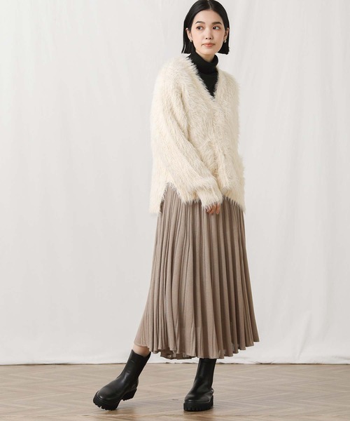 Gready Brilliant（グレディブリリアン）の「ラメニットプリーツフレアスカート（スカート・レディース・ベージュ/チャコールグレー・38）」の17枚目の写真