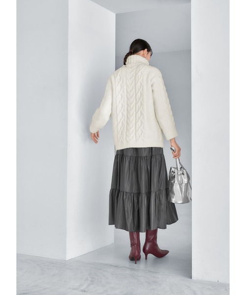 STYLE DELI（スタイルデリ）の「レザー見えグローティアードスカート（スカート・レディース・ベージュ/グレー・FREE）」の20枚目の写真