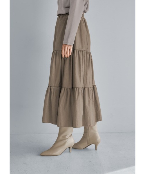 STYLE DELI（スタイルデリ）の「レザー見えグローティアードスカート（スカート・レディース・ベージュ/グレー・FREE）」の16枚目の写真