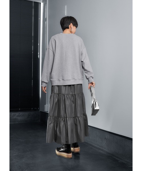 STYLE DELI（スタイルデリ）の「レザー見えグローティアードスカート（スカート・レディース・ベージュ/グレー・FREE）」の11枚目の写真