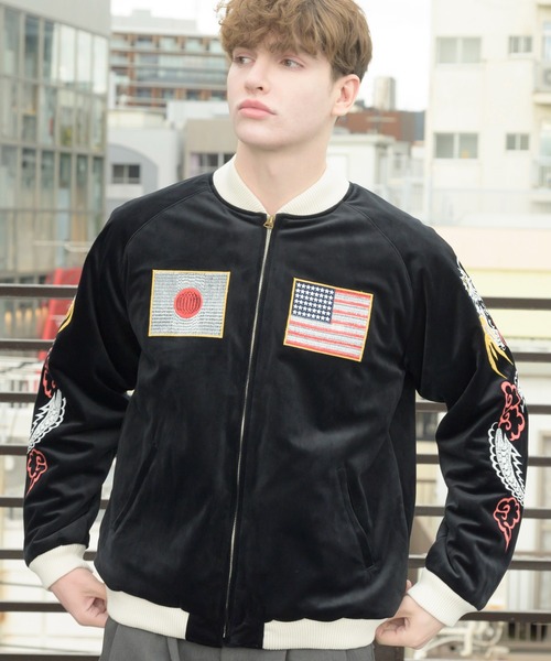 HOUSTON スカジャン X-LARGE 黒色 HOUSTON（ヒューストン）の「HOUSTON スカジャン（アラスカ2