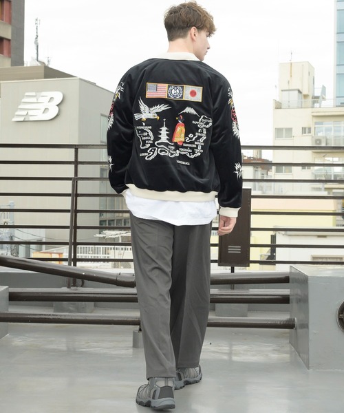 HOUSTON スカジャン X-LARGE 黒色 HOUSTON（ヒューストン）の「HOUSTON スカジャン（アラスカ2