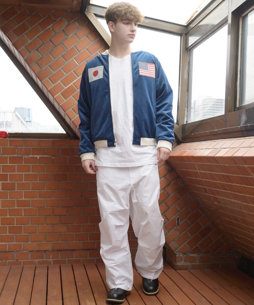 【美品】HOUSTON ★スカジャン ★カラーネイビー★別珍MEDIUM HOUSTON スカジャン 別珍スカジャン(MAP) メンズ レディース