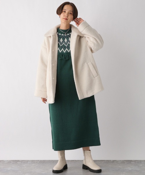 LEPSIM（レプシィム）の「7ゲージジャガード柄ニットワンピース　983177（ワンピース・レディース・グレー/グリーン・FREE）」の5枚目の写真