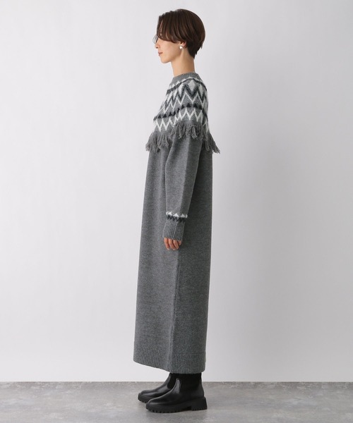 LEPSIM（レプシィム）の「7ゲージジャガード柄ニットワンピース　983177（ワンピース・レディース・グレー/グリーン・FREE）」の10枚目の写真