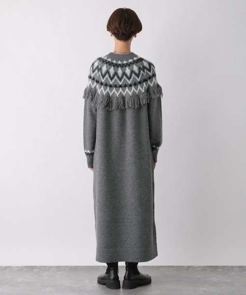 LEPSIM（レプシィム）の「7ゲージジャガード柄ニットワンピース　983177（ワンピース・レディース・グレー/グリーン・FREE）」の11枚目の写真