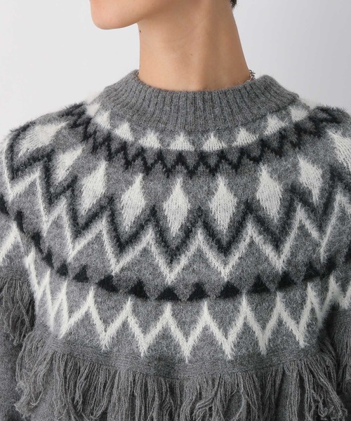 LEPSIM（レプシィム）の「7ゲージジャガード柄ニットワンピース　983177（ワンピース・レディース・グレー/グリーン・FREE）」の12枚目の写真