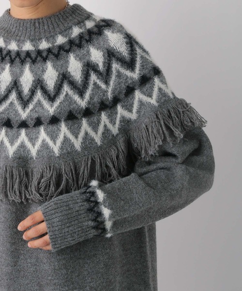 LEPSIM（レプシィム）の「7ゲージジャガード柄ニットワンピース　983177（ワンピース・レディース・グレー/グリーン・FREE）」の13枚目の写真