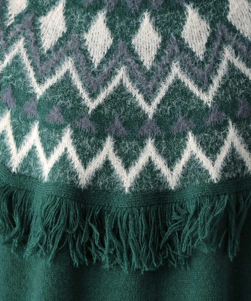 LEPSIM（レプシィム）の「7ゲージジャガード柄ニットワンピース　983177（ワンピース・レディース・グレー/グリーン・FREE）」の17枚目の写真