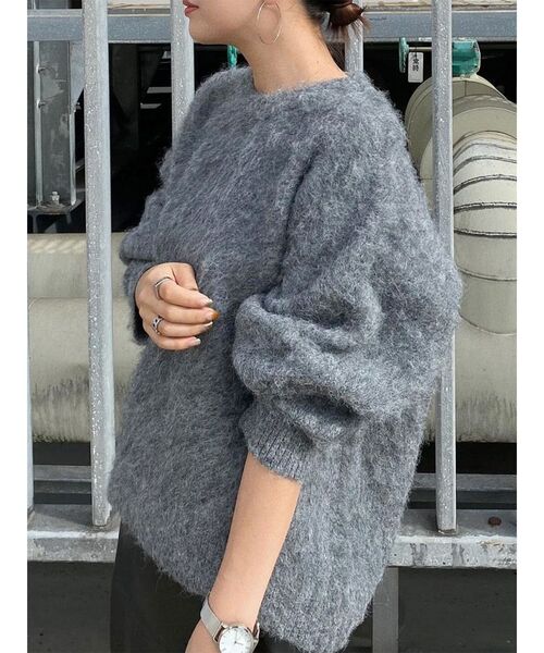 MURUA（ムルーア）の「ジオメ柄シャギーニット（ニット/セーター・レディース・グレー/その他1/ライトブルー・FREE）」の2枚目の写真