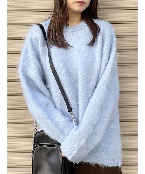 MURUA（ムルーア）の「ジオメ柄シャギーニット（ニット/セーター・レディース・グレー/その他1/ライトブルー・FREE）」の3枚目の写真