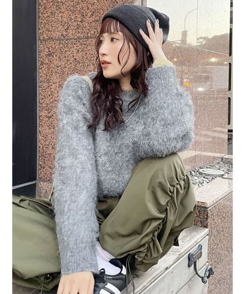 MURUA（ムルーア）の「ジオメ柄シャギーニット（ニット/セーター・レディース・グレー/その他1/ライトブルー・FREE）」の9枚目の写真