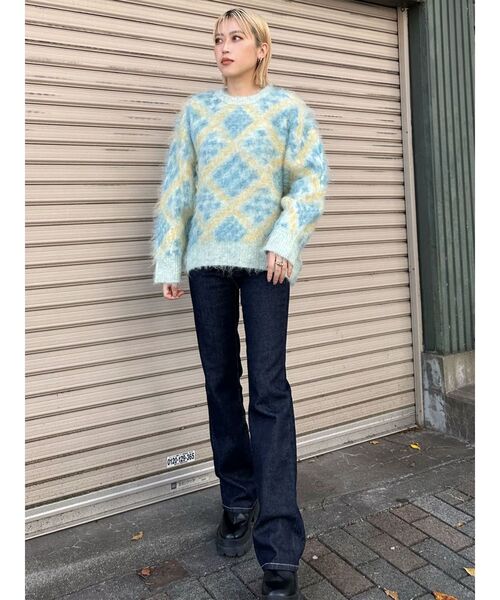 MURUA（ムルーア）の「ジオメ柄シャギーニット（ニット/セーター・レディース・グレー/その他1/ライトブルー・FREE）」の15枚目の写真