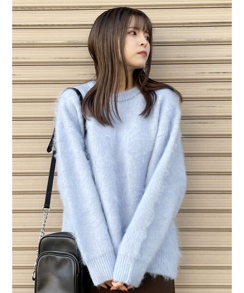 MURUA（ムルーア）の「ジオメ柄シャギーニット（ニット/セーター・レディース・グレー/その他1/ライトブルー・FREE）」の17枚目の写真