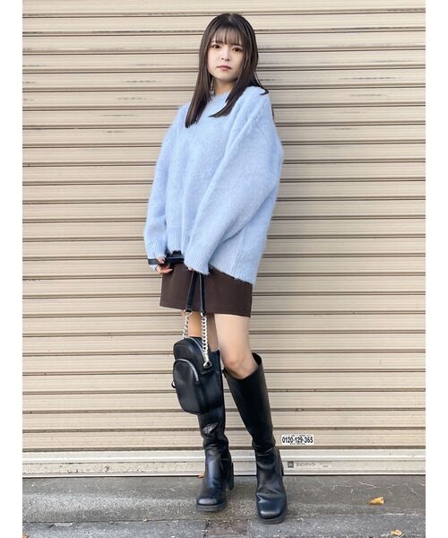 MURUA（ムルーア）の「ジオメ柄シャギーニット（ニット/セーター・レディース・グレー/その他1/ライトブルー・FREE）」の21枚目の写真