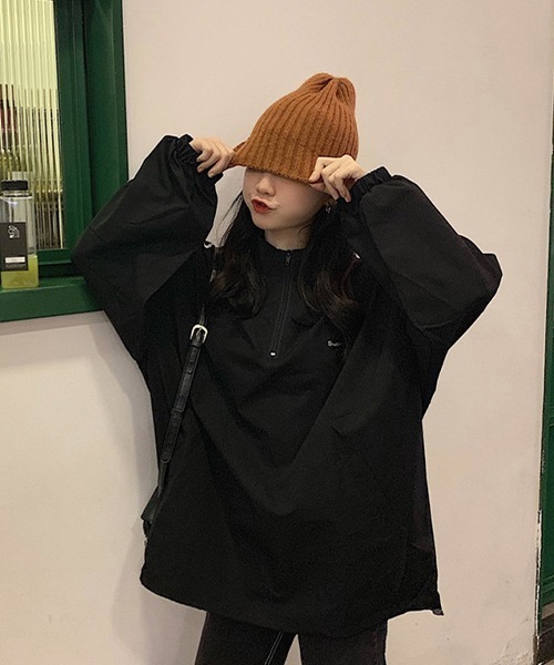 c.u.l（シーユーエル）の「ユニセックス ライン入りハーフジップスウェット culw588（スウェット・レディース・ブラック・L/M/XL）」の7枚目の写真