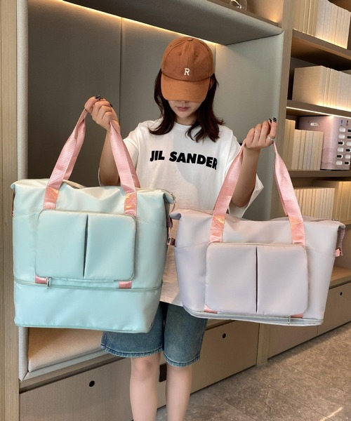 LA VORAGINE(ラ ヴォラジネ)の「大容量 2way トラベル ボストンバッグ ヨガ トレーニング スポーツ フィットネス ピラティス ランニング 容量拡張(ボストンバッグ・レディース・ブラック/サックスブルー/ブルー/ラベンダー/ミント・FREE)」の6枚目の写真