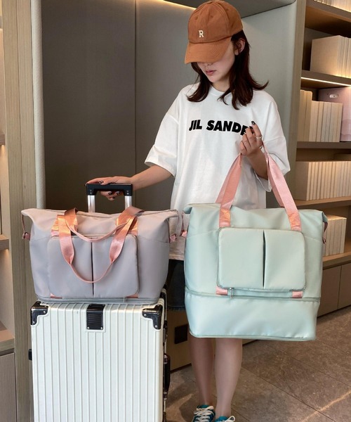 LA VORAGINE(ラ ヴォラジネ)の「大容量 2way トラベル ボストンバッグ ヨガ トレーニング スポーツ フィットネス ピラティス ランニング 容量拡張(ボストンバッグ・レディース・ブラック/サックスブルー/ブルー/ラベンダー/ミント・FREE)」の8枚目の写真