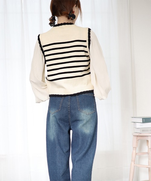 Miniministore(ミニミニストア)の「異素材ドッキングニットセーターレディース(ニット/セーター・レディース・ブラック/アイボリー・フリー)」の13枚目の写真