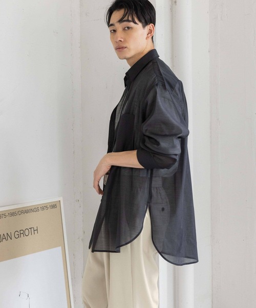 LOWRYS FARM（ローリーズファーム）の「シアーシャツＬＳ987560（シャツ/ブラウス・メンズ・ブラック/グレー・MEDIUM/LARGE）」の2枚目の写真