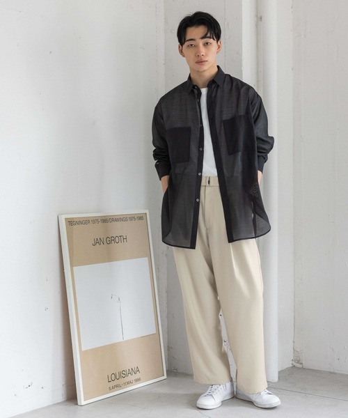 LOWRYS FARM（ローリーズファーム）の「シアーシャツＬＳ987560（シャツ/ブラウス・メンズ・ブラック/グレー・MEDIUM/LARGE）」の3枚目の写真